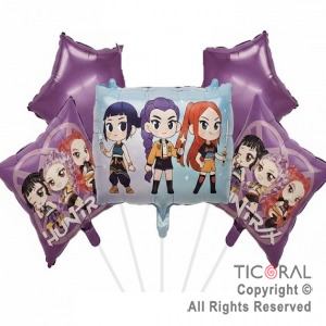 SET DE GLOBOS METALIZADO GUERRETAS K POP 5 UNIDADES X 1